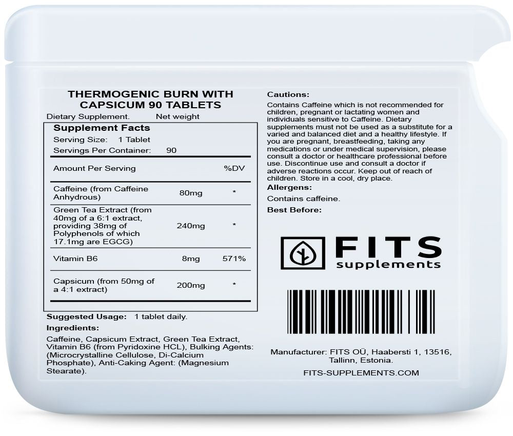 Termogenička sagorijevanje s kapsicumom 90 tableta