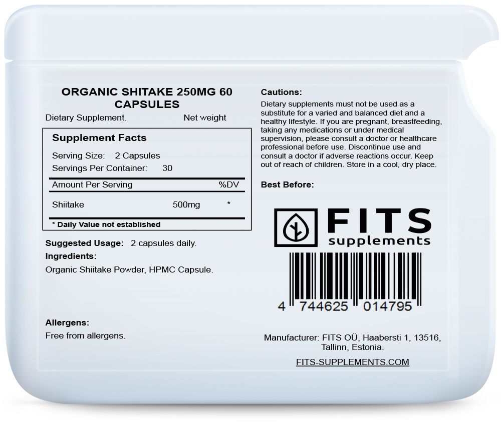 Organski Shiitake 250mg 60 kapsula