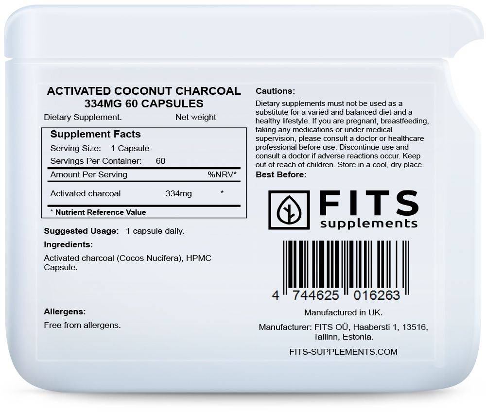 Aktivirani kokosov ugljen 334mg 60 kapsula