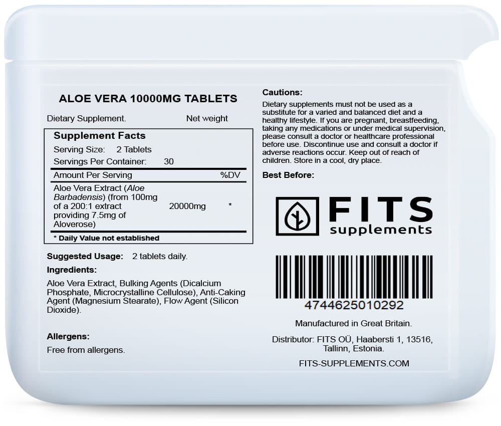 Aloe Vera 10000mg 60 tablets - FITS Dietary Supplements
